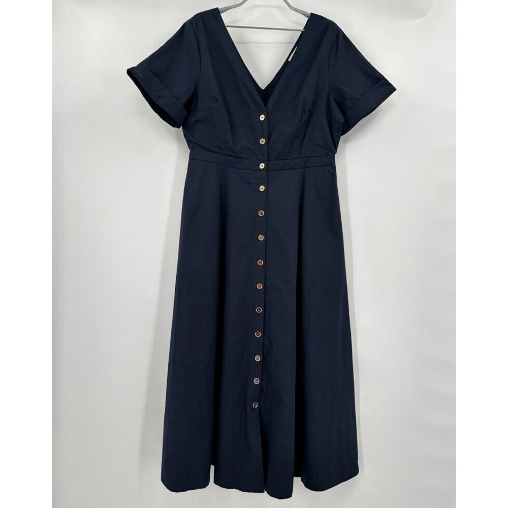 Tuckernuck Navy Blue Kate Maxi Dress sz XXL Women's Button Front Fit & Flare NEW - Picture 2 of 9